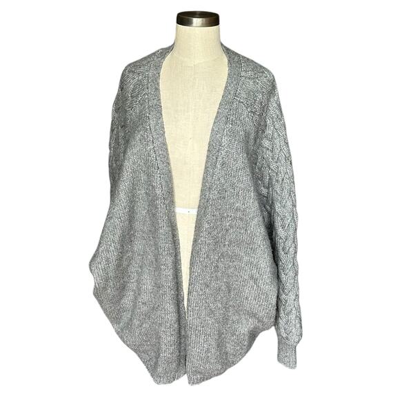 ANTHROPLOGIE Charcoal Gray Open Front Thick Cable Knit Cocoon Sweater One Size - Picture 1 of 8